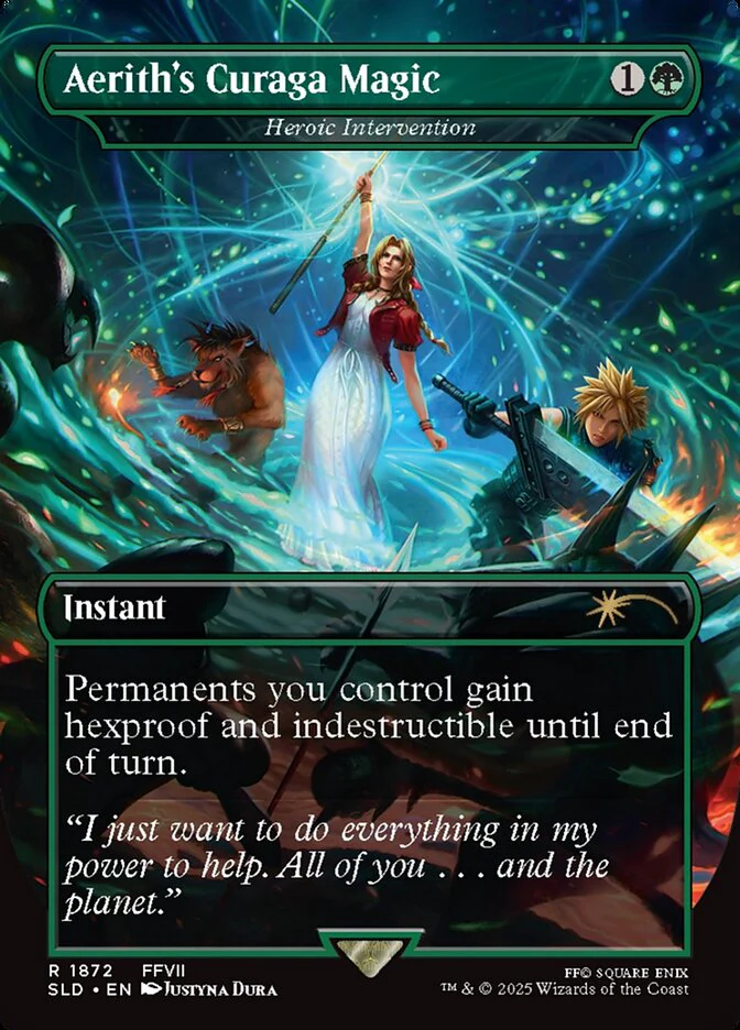 Aerith's Curaga Magic - Heroic Intervention - Borderless - Full Art - Inverted (Foil)