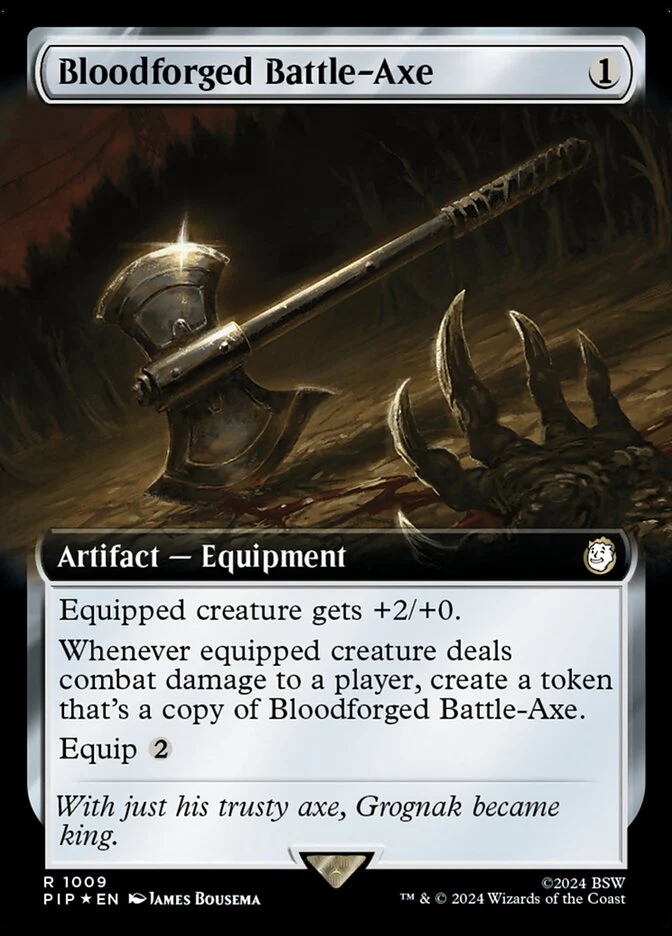 Bloodforged Battle-Axe - Extended Art - Surge Foil (Foil)