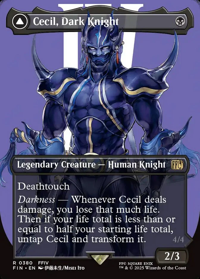 Cecil, Dark Knight // Cecil, Redeemed Paladin - Borderless - Full Art - Inverted - Legendary (Foil)