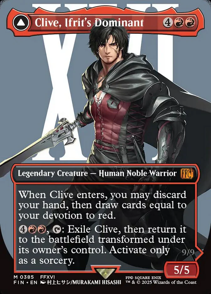 Clive, Ifrit's Dominant // Ifrit, Warden of Inferno - Borderless - Full Art - Enchantment - Inverted - Legendary