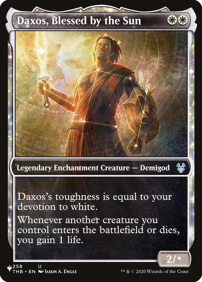 Daxos, Blessed by the Sun - Full Art - Enchantment - Showcase - Legendary - Inverted