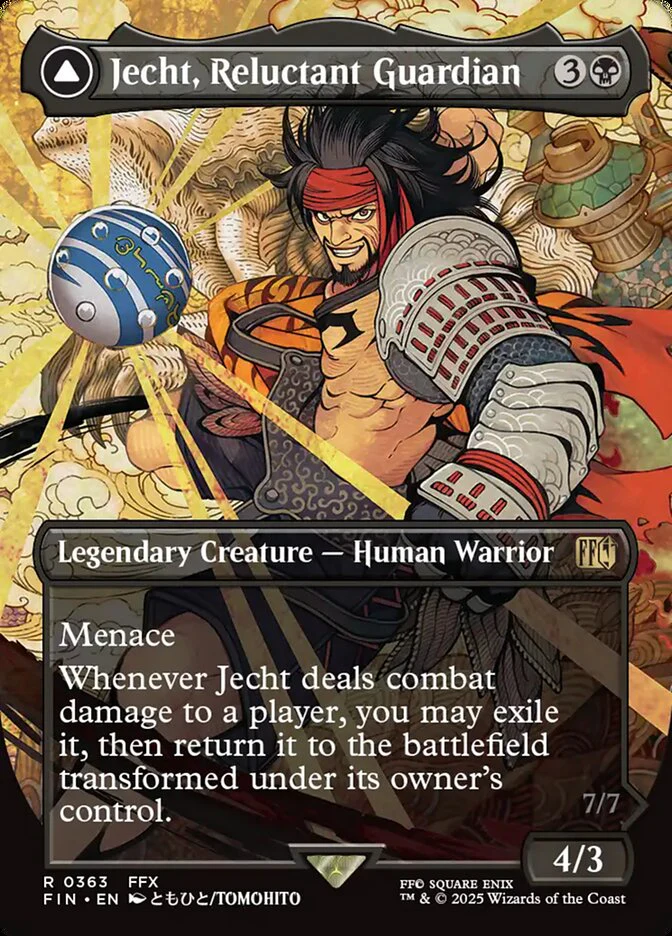 Jecht, Reluctant Guardian // Braska's Final Aeon - Borderless - Full Art - Enchantment - Inverted - Legendary