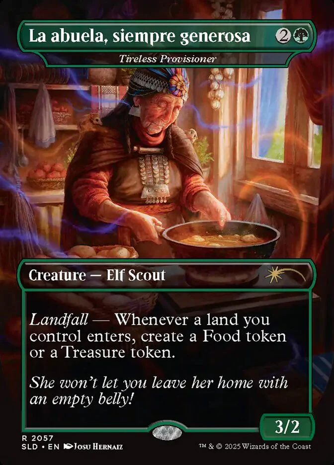 La abuela, siempre generosa - Tireless Provisioner - Borderless - Full Art - Inverted (Foil)