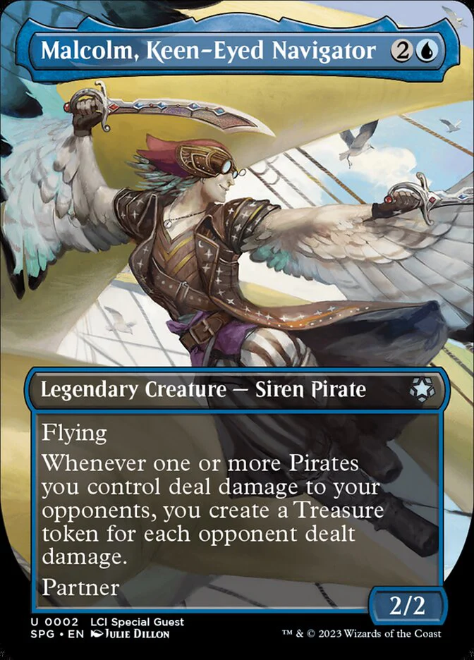 Malcolm, Keen-Eyed Navigator - Borderless - Full Art - Inverted - Legendary