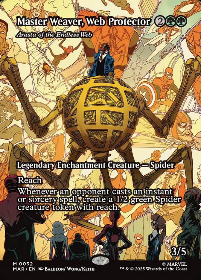 Master Weaver, Web Protector - Arasta of the Endless Web - Borderless - Full Art - Enchantment - Inverted - Legendary