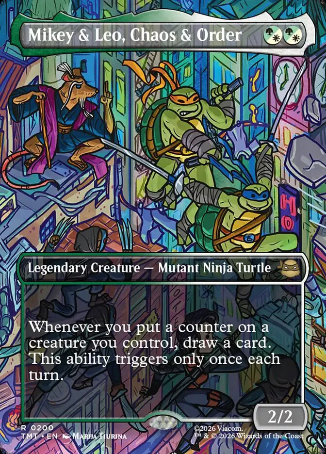 Mikey & Leo, Chaos & Order - Borderless - Full Art - Inverted - Legendary (Foil)