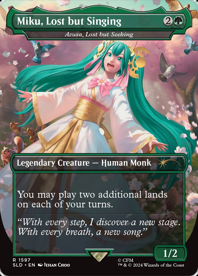 Miku, Lost but Singing - Azusa, Lost but Seeking - Borderless - Full Art - Legendary - Inverted