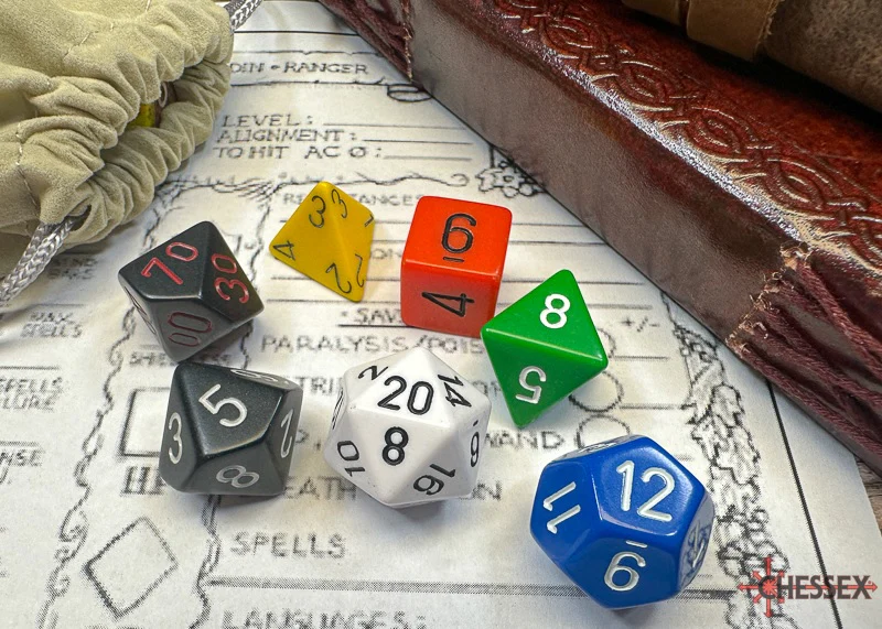 Nostalgia Opaque GM & Beginner Player Polyhedral 7-Dice Set (25499)