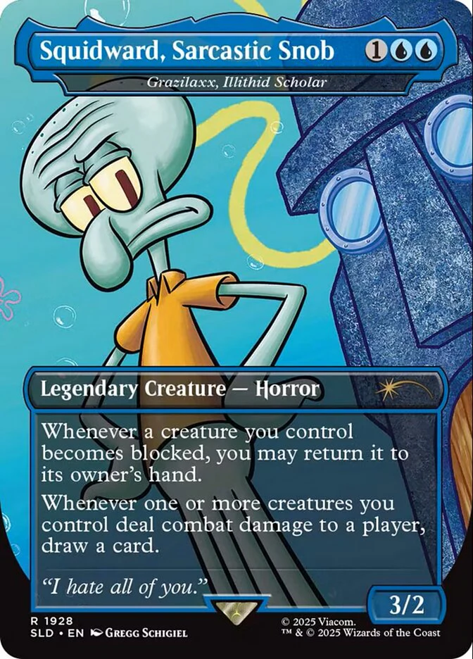 Squidward, Sarcastic Snob - Grazilaxx, Illithid Scholar - Borderless - Full Art - Legendary