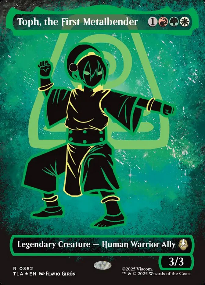 Toph, the First Metalbender - Textless - Borderless - Full Art - Inverted - Legendary (Foil)