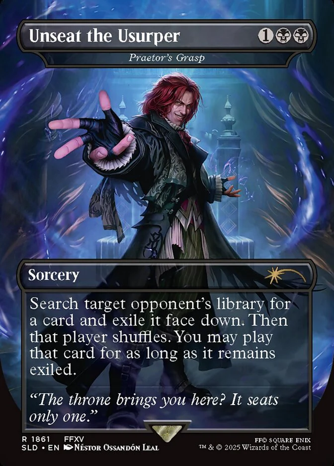 Unseat the Usurper - Praetor's Grasp - Borderless - Full Art - Inverted