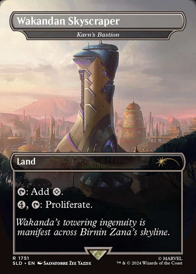 Wakandan Skyscraper - Karn's Bastion - Borderless - Full Art - Inverted (Foil)